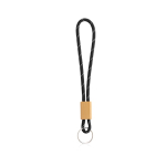 Porta-chaves de estilo tubular de poliéster com ajuste de bambu cor preto