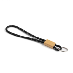 Porta-chaves de estilo tubular de poliéster com ajuste de bambu cor preto