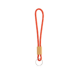Porta-chaves de estilo tubular de poliéster com ajuste de bambu cor vermelho