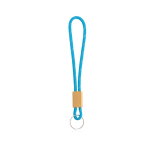 Porta-chaves de estilo tubular de poliéster com ajuste de bambu cor turquesa