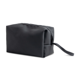 Nécessaire de couro sintético com bolso principal com fecho de correr cor preto