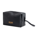 Nécessaire de couro sintético com bolso principal com fecho de correr cor preto