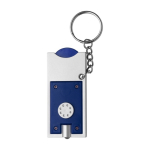 Porta-chaves com lanterna LED e moeda para o carrinho das compras cor azul primeira vista