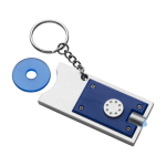 Porta-chaves com lanterna LED e moeda para o carrinho das compras cor azul quinta vista