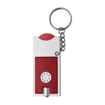 Porta-chaves com lanterna LED e moeda para o carrinho das compras cor vermelho primeira vista