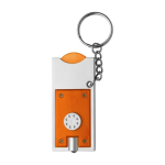 Porta-chaves com lanterna LED e moeda para o carrinho das compras cor cor-de-laranja primeira vista