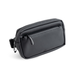 Bolsa de cintura de couro sintético impermeável com 2 compartimentos cor preto