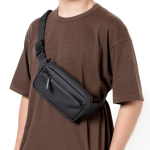 Bolsa de cintura de couro sintético impermeável com 2 compartimentos