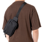 Bolsa de cintura de couro sintético impermeável com 2 compartimentos