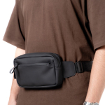 Bolsa de cintura de couro sintético impermeável com 2 compartimentos