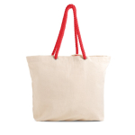 Saco de lona grande com asas de cordão ideal para o verão 220 g/m2 cor vermelho