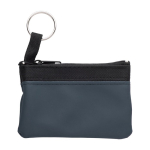 Porta-moedas simples de nylon com fecho de correr preto e porta-chaves cor azul primeira vista