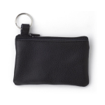 Porta-moedas de pele, fecho de correr, porta-chaves para personalizar cor preto primeira vista