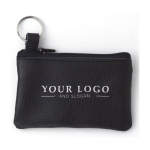 Porta-moedas de pele, fecho de correr, porta-chaves para personalizar cor preto segunda vista