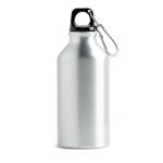 Garrafa de alumínio reciclado com tampa colorida e mosquetão 400 ml cor preto