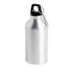 Garrafa de alumínio reciclado com tampa colorida e mosquetão 400 ml cor preto