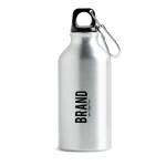 Garrafa de alumínio reciclado com tampa colorida e mosquetão 400 ml cor preto