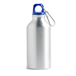 Garrafa de alumínio reciclado com tampa colorida e mosquetão 400 ml cor azul real