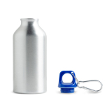 Garrafa de alumínio reciclado com tampa colorida e mosquetão 400 ml cor azul real
