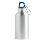 Garrafa de alumínio reciclado com tampa colorida e mosquetão 400 ml cor azul real