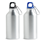 Garrafa de alumínio reciclado com tampa colorida e mosquetão 400 ml