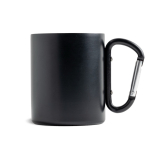Caneca de parede dupla, aço inoxidável reciclado com mosquetão 300 ml cor preto