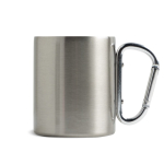 Caneca de parede dupla, aço inoxidável reciclado com mosquetão 300 ml cor prateado
