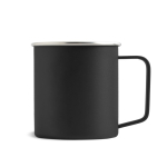 Caneca de aço inoxidável reciclado com design moderno e asa 400 ml cor preto