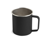 Caneca de aço inoxidável reciclado com design moderno e asa 400 ml cor preto