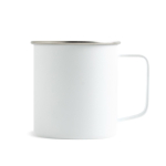 Caneca de aço inoxidável reciclado com design moderno e asa 400 ml cor branco
