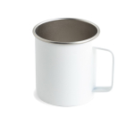Caneca de aço inoxidável reciclado com design moderno e asa 400 ml cor branco