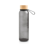 Garrafa de plástico reciclado, acabamento mate e tampa de bambu 350 ml cor preto