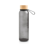 Garrafa de plástico reciclado, acabamento mate e tampa de bambu 350 ml cor preto