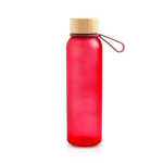 Garrafa de plástico reciclado, acabamento mate e tampa de bambu 350 ml cor vermelho