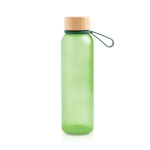 Garrafa de plástico reciclado, acabamento mate e tampa de bambu 350 ml cor verde