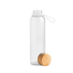 Garrafa de plástico reciclado, acabamento mate e tampa de bambu 350 ml cor translúcido