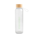 Garrafa de plástico reciclado, acabamento mate e tampa de bambu 350 ml cor translúcido