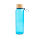 Garrafa de plástico reciclado, acabamento mate e tampa de bambu 350 ml cor azul real