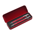 Estojo de metal com 1 lapiseira e 1 caneta tinta preta cor vermelho terceira vista