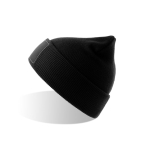 Gorro de poliéster reciclado de camada dupla e patch personalizado cor preto
