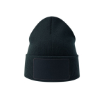 Gorro de poliéster reciclado de camada dupla e patch personalizado cor azul-marinho