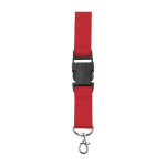 Lanyard de poliéster com mosquetão e porta-chaves em várias cores cor vermelho primeira vista