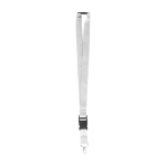 Lanyard de poliéster com mosquetão e porta-chaves em várias cores cor branco terceira vista