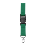 Lanyard de poliéster com mosquetão e porta-chaves em várias cores cor verde primeira vista