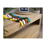 Lanyard de poliéster com mosquetão e porta-chaves em várias cores cor cor-de-laranja segunda vista