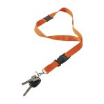 Lanyard de poliéster com mosquetão e porta-chaves em várias cores cor cor-de-laranja quarta vista