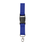 Lanyard de poliéster com mosquetão e porta-chaves em várias cores cor azul ultramarino primeira vista