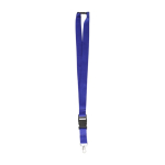 Lanyard de poliéster com mosquetão e porta-chaves em várias cores cor azul ultramarino quarta vista