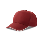 Boné de basebol de poliéster reciclado de 5 painéis 220 g/m2 cor bordeaux