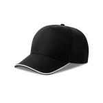 Boné de basebol de poliéster reciclado de 5 painéis 220 g/m2 cor preto